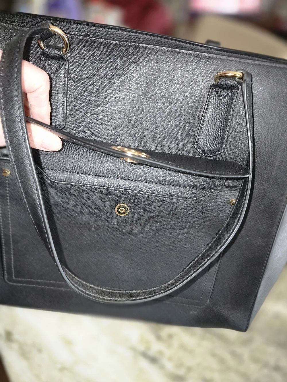 Michael Kors Black Saffiano Tote with Gold Hardware